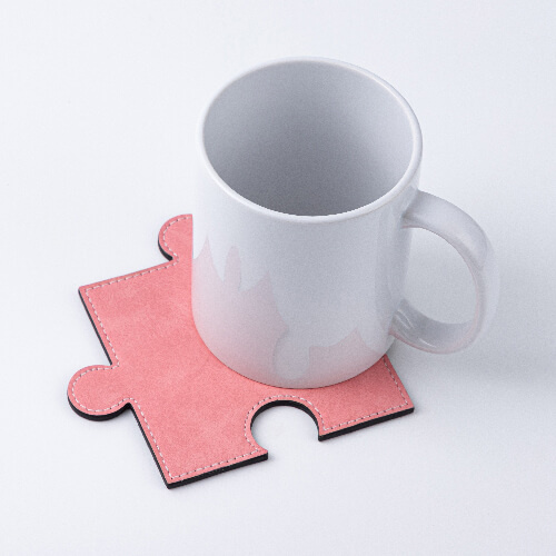 Sous-tasses en cuir en forme de puzzle à sublimation - Rose