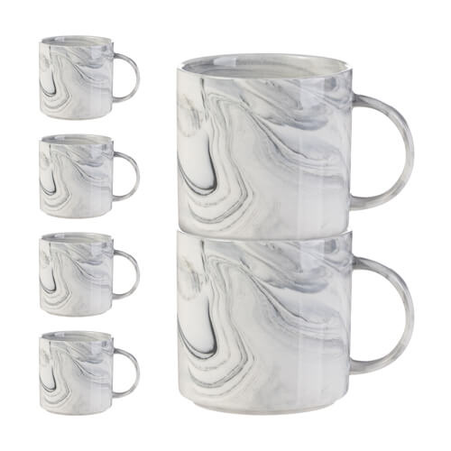 6 350 ml krūžu komplekts sublimācijai - pelēks marmors