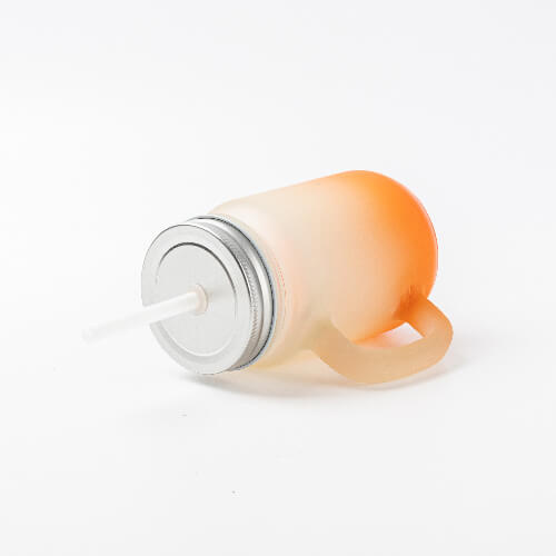 Mason Jar matēta stikla krūze sublimācijai - oranžs gradients