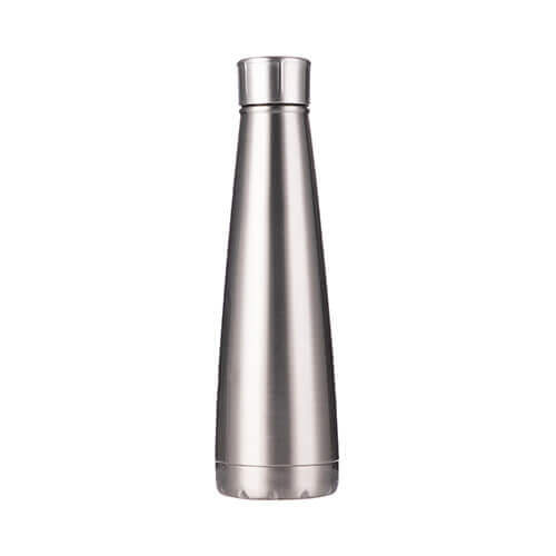 Bidon - pyramídová fľaša na nápoje 420 ml - strieborná