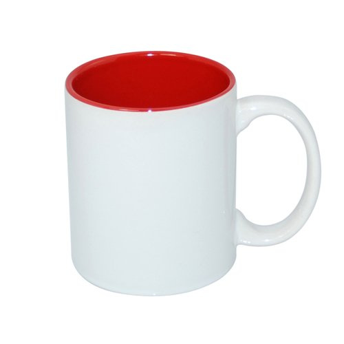 Mug blanc JS Coating 330 ml avec intérieur rouge Sublimation Transfert Thermique