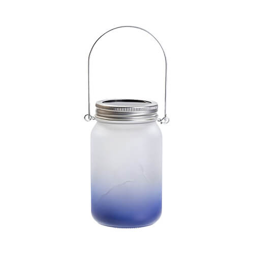 Lantaarn 450 ml met metalen handvat - marineblauw kleurverloop