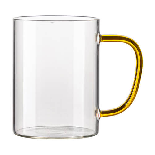 Verre de 450 ml avec un manche Jaune pour la sublimation