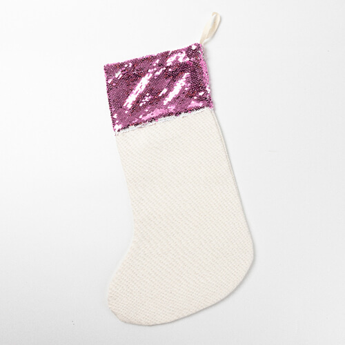 Christmas stocking with pink  sequins for sublimation