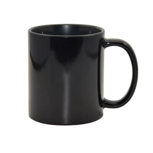 Taza mágica 330 ml negra con interior negro por sublimación por transferencia térmica