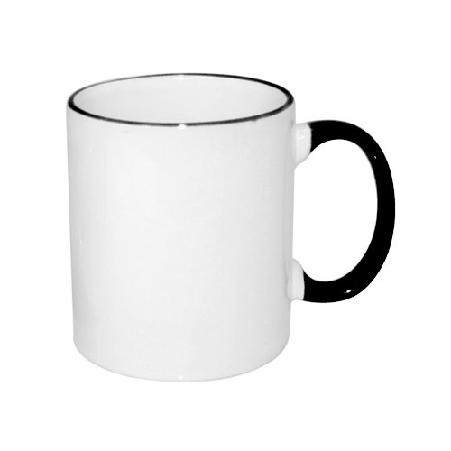 Mug blanc ECO 330 ml avec anse noire Sublimation Transfert Thermique