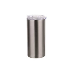 Thermal tumbler 480 ml with straw for sublimation - silver