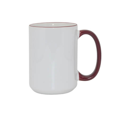 MAX A+ krūze 450 ml ar bordo krāsas rokturi Sublimācijas termopārnese