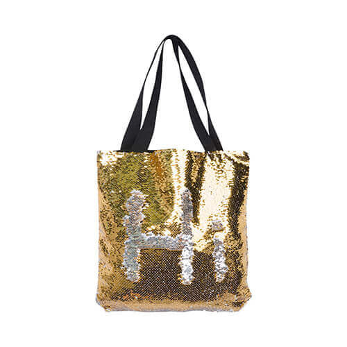 Bolsa de 35 x 38 cm con lentejuelas doradas para impresión por sublimación