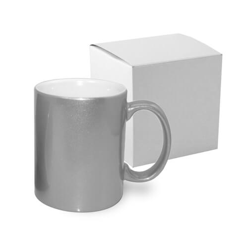 Mok Metalic 330 ml zilver met kartonnen doosje Sublimatie thermische overdracht
