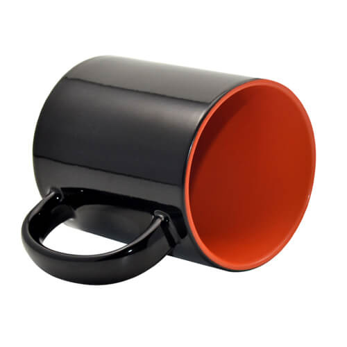Mug magique 330 ml noir avec intérieur orange Sublimation Transfert Thermique