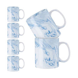 Set of 6 mugs 330 ml for sublimation - blue marble