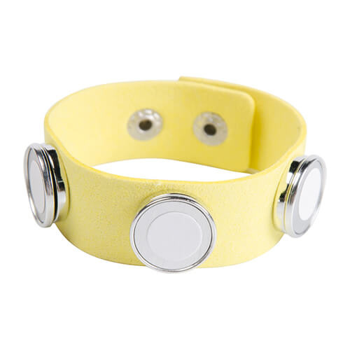 Pulsera de ante con 3 placas circulares - Sublimación amarilla