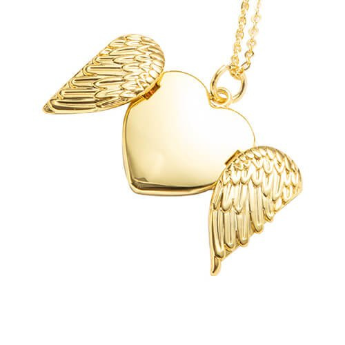 Naszyjnik Heart Angel Wings do sublimacji - złoty