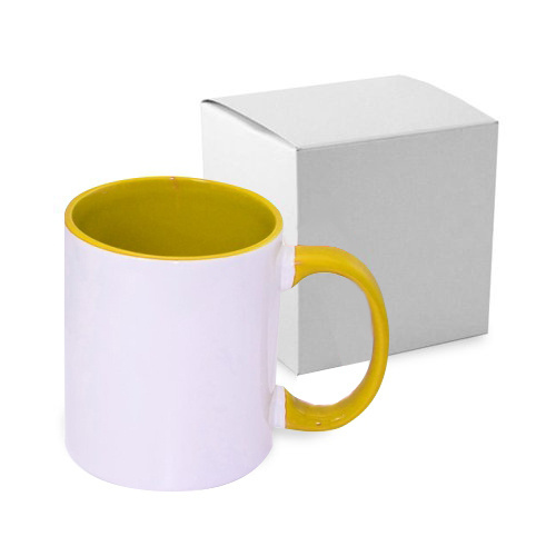 Mok A+ 330 ml FUNNY goud en geel met kartonnen doosje Sublimatie thermo transfer