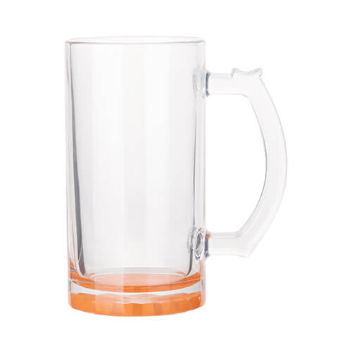 Taza de vidrio para sublimación, fondo naranja 470 ml