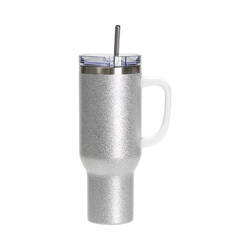 Brocade stainless steel cup 1200 ml with lid and straw for sublimation - silver