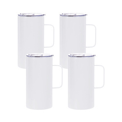 Sæt med 4 600 ml krus med hank til tryk