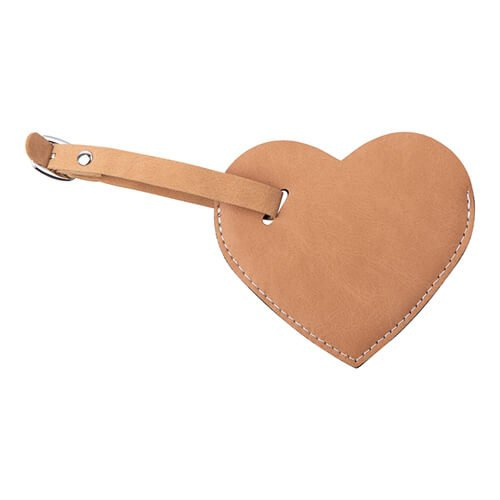 Leather luggage tag for sublimation - Brown heart