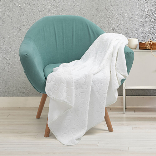 Minky blanket with hearts for sublimation - white