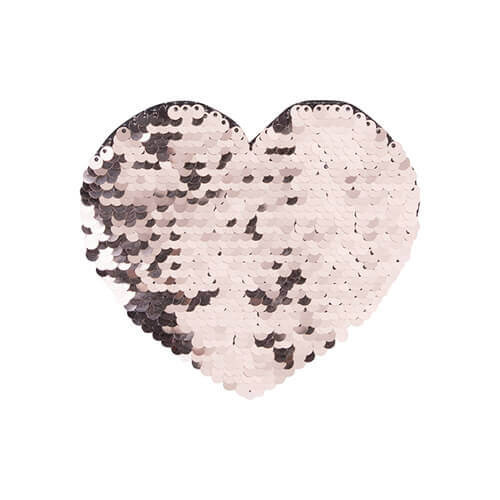 Kaksiväriset paljetit sublimaatio- ja tekstiilikäyttöön - samppanjasydän 12 x 10,5 cm