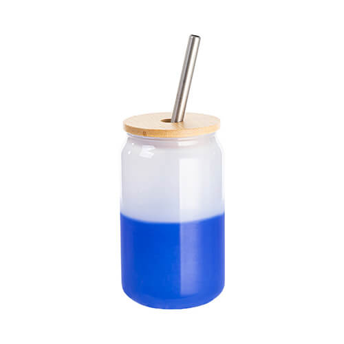 A 400 ml glass that changes color when exposed to cold for sublimation - blue