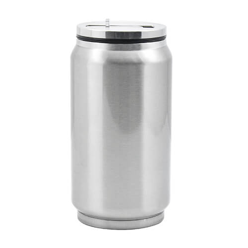 Bidon - drikkedunk 300 ml med sugerør Sublimering termisk overførsel - sølv