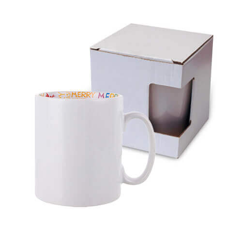 Mok van 300 ml met een Merry Christmas-binnenkant met een kartonnen doos.Sublimation Thermal Transfer