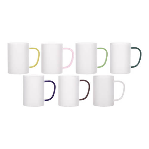 360 ml mat glas met geel handvat voor sublimatie