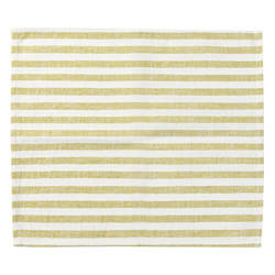 Pellavainen pöytämatto 45 x 40 cm kermainen, vaaleanvihreillä raidoilla, sublimaatiota varten