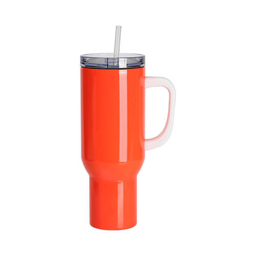 Nerūsējošā tērauda ceļojumu krūze 1200 ml sublimācijai - neona oranžā krāsā