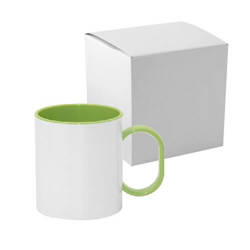 Taza de plástico 330 ml FUNNY verde con estuche Sublimación Transferencia Térmica