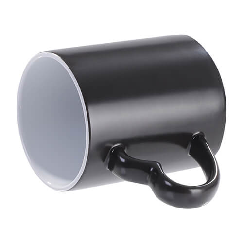 Mug magique semi-mat noir avec anse en forme de coeur pour sublimation