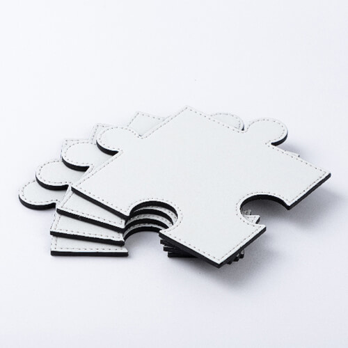 Leren puzzelvormig mokkenplateau voor sublimatie - wit