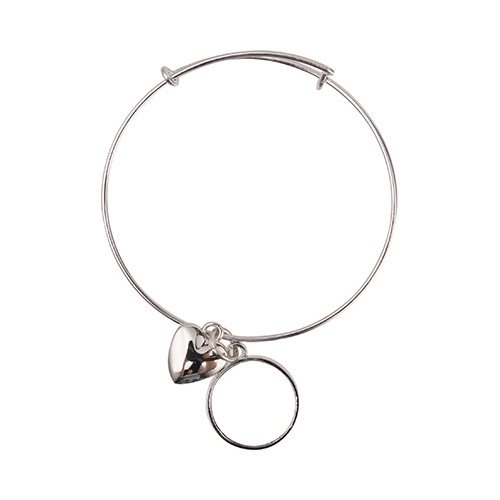 Armband met een hart en een ronde hanger voor sublimatie