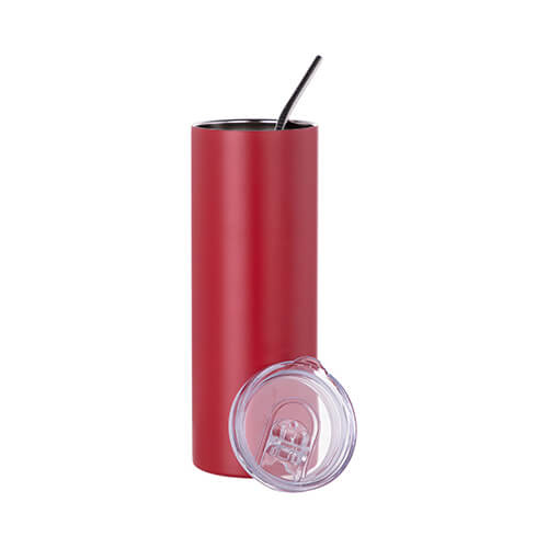 Mug 600 ml avec paille pour sublimation - rouge mat