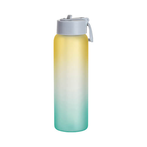 Sticlă sport din sticlă mată de 950 ml pentru sublimare - verde/galbenă