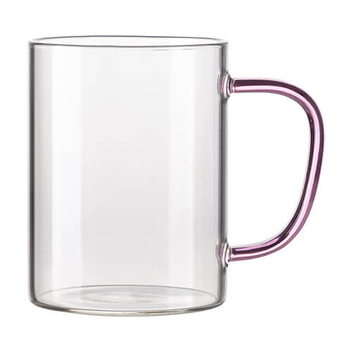 Sklo 450 ml s ružovou rukoväťou na sublimáciu 