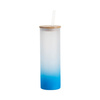 600 ml frosted mug with bamboo lid and sublimation straw - light blue gradient