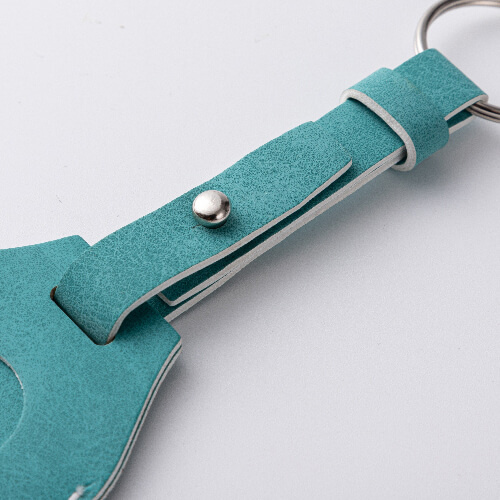 Leather key ring with belt / AirTag case for sublimation - green