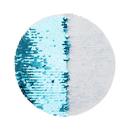 Paillettes bicolores pour sublimation et application sur textiles - cercle bleu clair Ø 19 sur fond blanc