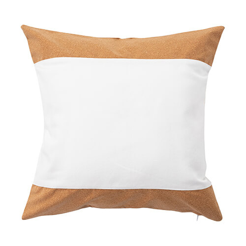 A linen pillowcase with two cork stripes for sublimation