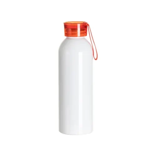 Aluminum sports bottle 750 ml white with red cap and sublimation stripe