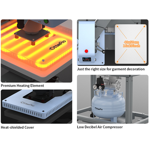 Dwustanowiskowa prasa płaska OtterPro Air Press Swing Dual 40 x 50 cm