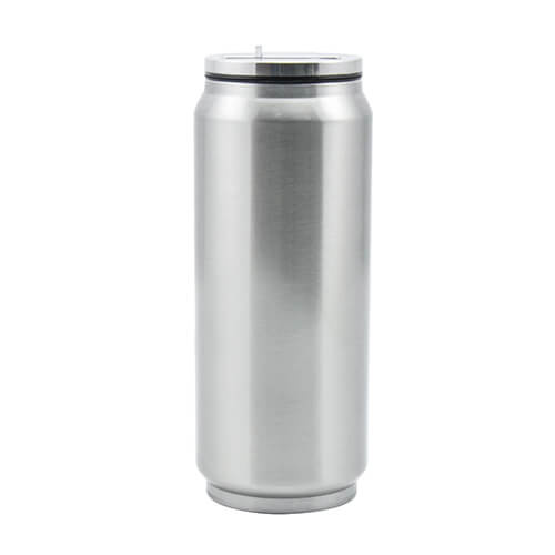 Botella de agua-bebida lata 350 ml con la pajita Sublimación Transferencia Térmica - plata