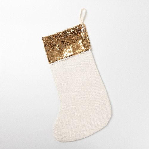 Chaussette de Noël à sequins dorés pour sublimation