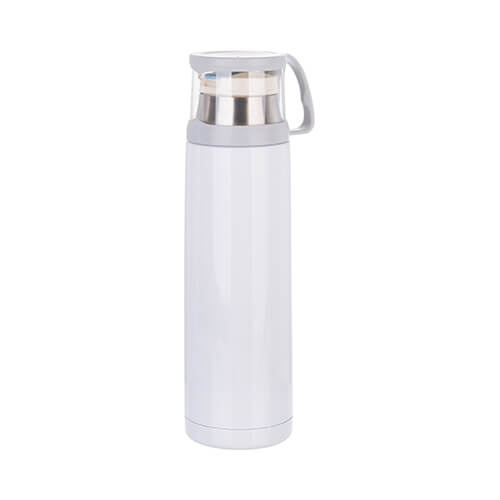 Termoska 500 ml z vijačnim pokrovčkom - sublimacijska skodelica - bela