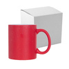 Magische mok 330 ml, rood, mat met glitter voor sublimatie, met kartonnen doos