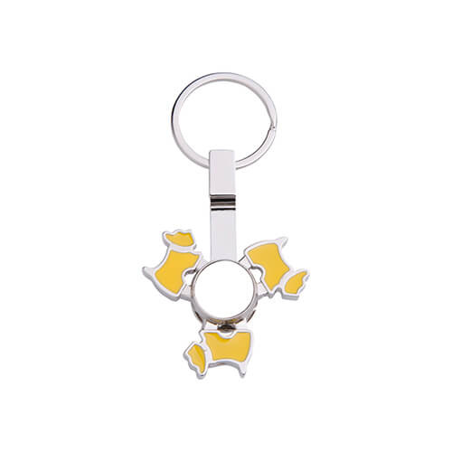 Metalnøglering - spinner til sublimering - hund - gul