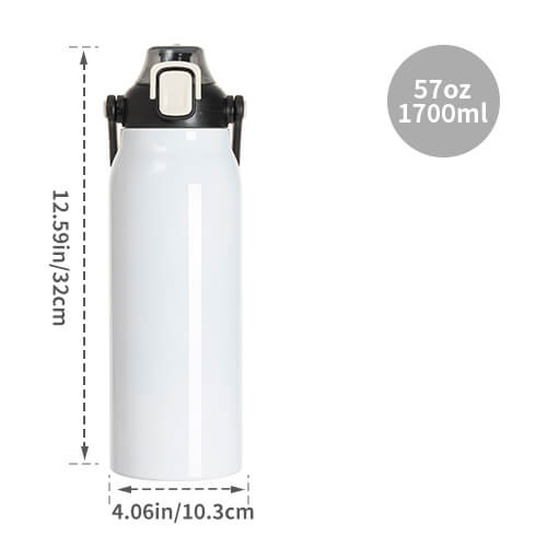 Bouteille de voyage en acier inoxydable 1700ml avec poignée - blanc